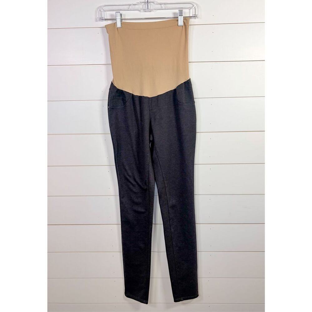 Motherhood Maternity Women's Heather Stretch Leggings Gray Tan Size Small